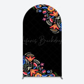 Lofaris Black Mexican National Flower Birthday Arch Backdrop